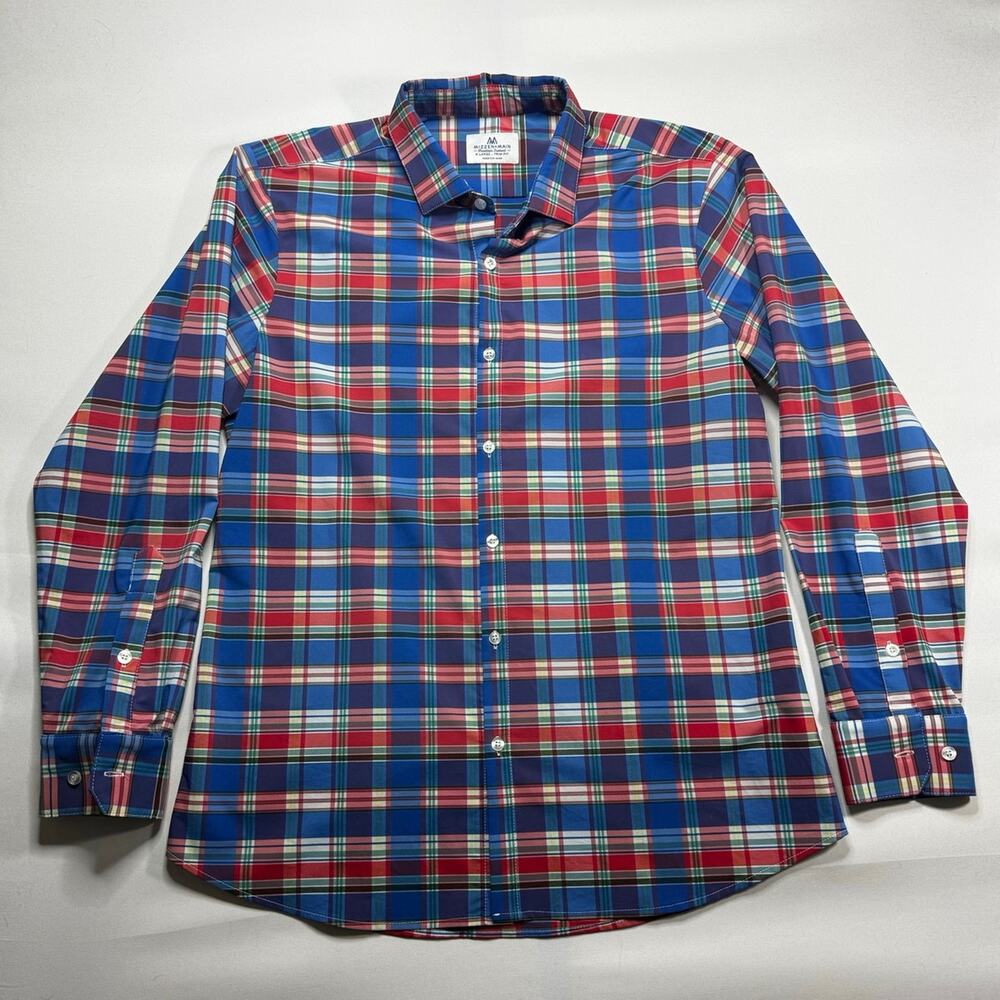 Mizzen+Main Men's Long‎ Sleeve Multicolor Plaid Button Up Shirt - XL Trim Fit